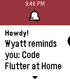 A Wyatt notification on Pebble